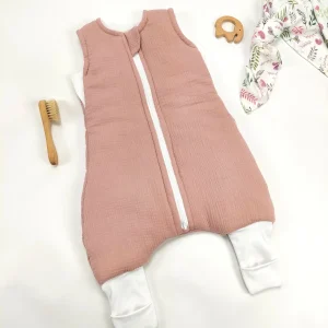 Baby Schlafsack mit Füßen Musselin Altrosa