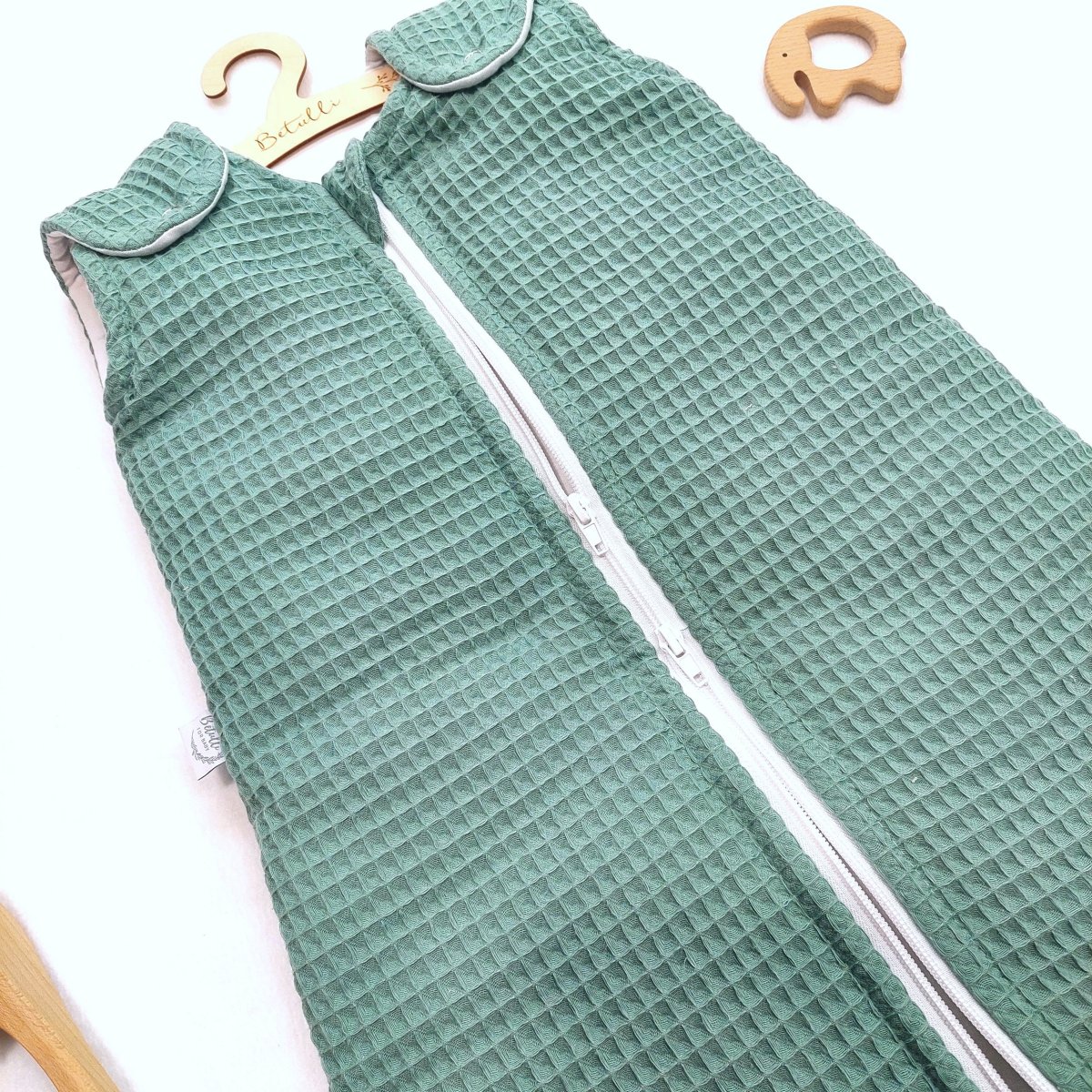 Baby Schlafsack Waffel Altgrün – Bild 4