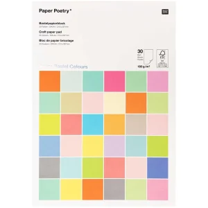 Paper Poetry / Bastelblock / Super Pastel Colours / A4 / 180g/m² / 30 Blatt