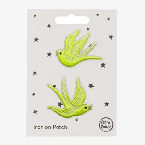 Aufbügel Patch / neon gelbe Schwalben