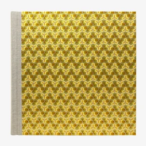 Fotoalbum / H30xB30cm / 60 cremefarbene Seiten / Chiyogami / Waben Gold