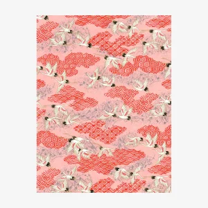 Chiyogami Papier | Animals, Traditional | Bogen 1108C Kraniche Pink