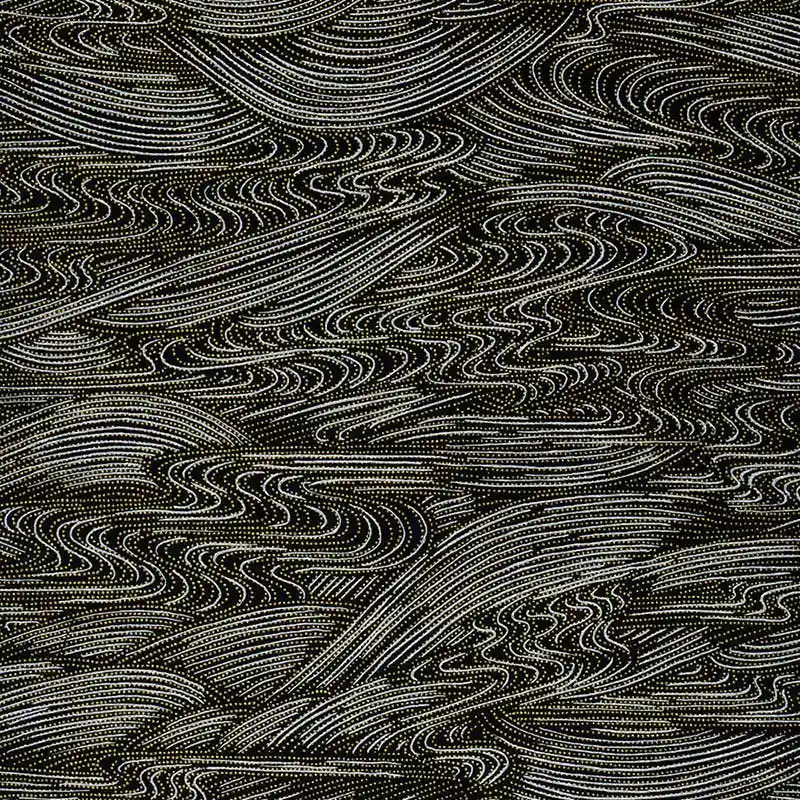 Chiyogami Papier | Traditional | Bogen 474C - Wasser - silber und gelb auf schwarz – Bild 3