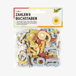 Folia | Kartonstanzteile | BUCHSTABEN & ZAHLEN | 67 Teile | farbig