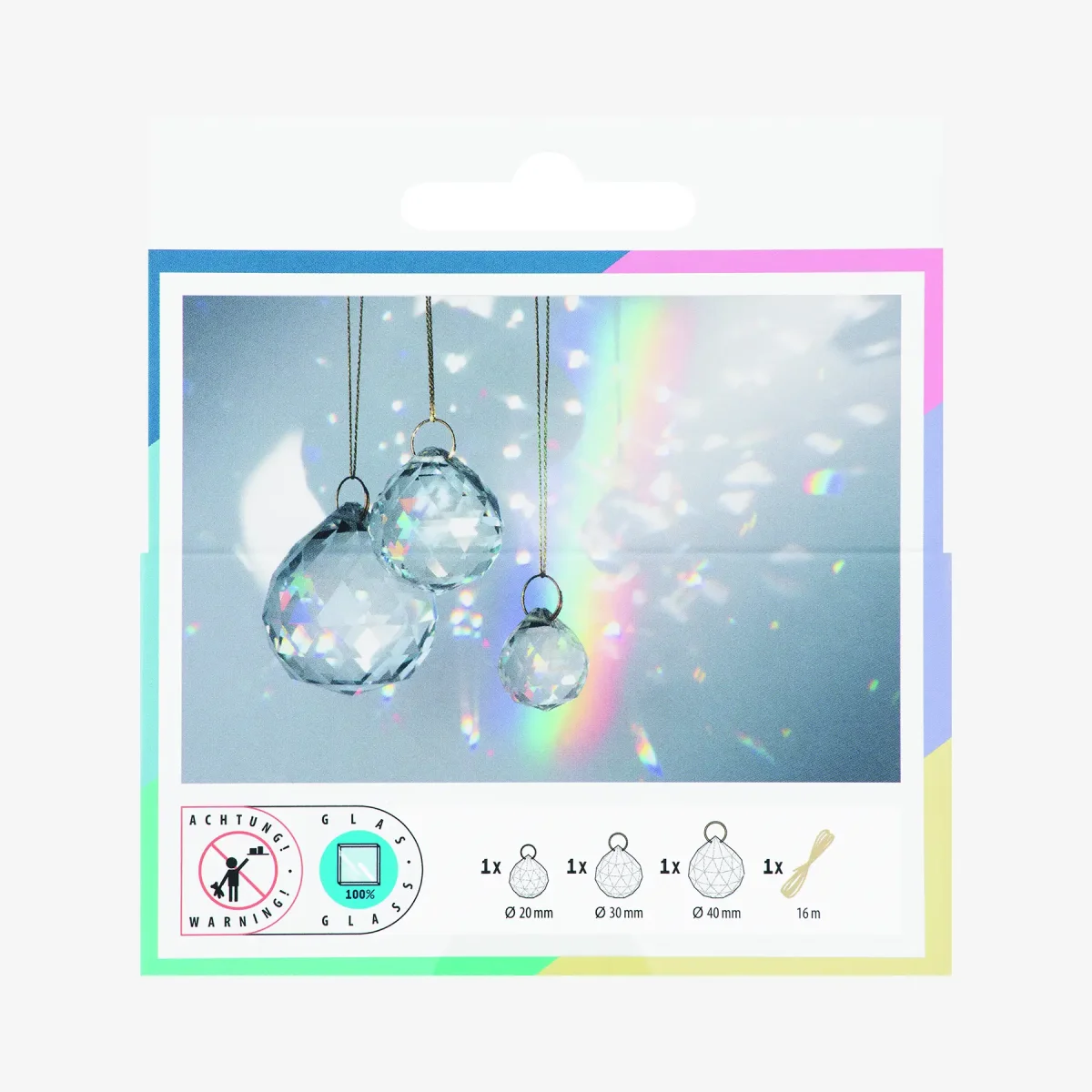 Folia | Sun Catcher | CRYSTAL Trio | 3 Kristalle | Ø 20|30 und 40 mm | 16m-Goldgarn – Bild 3