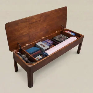 Rubberwood Storage Bench with Adjustable Height