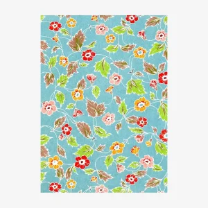 Katazome Shi | Floral | Motiv 160W  Blumenornament/Bunt/Blau