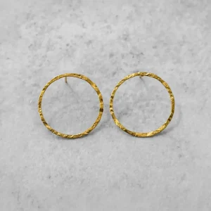 Ohrringe | Edelstahl | 14K vergoldet | Kreise | gehämmert | ⌀ 25mm
