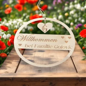 Personalisiertes Familienschild / Türschild aus Holz