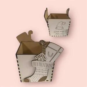 Nikolaus Geschenkbox Holz 10×10 cm