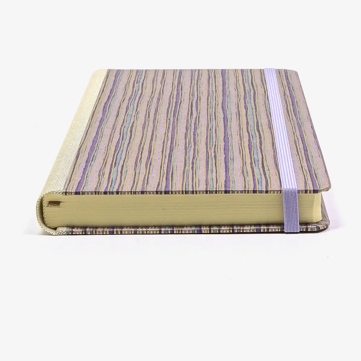 Tagesplaner | Format: A5 small | 2027 | Cover: Chiyogami Papier | Motiv: Streifen Flieder / Gold – Bild 6
