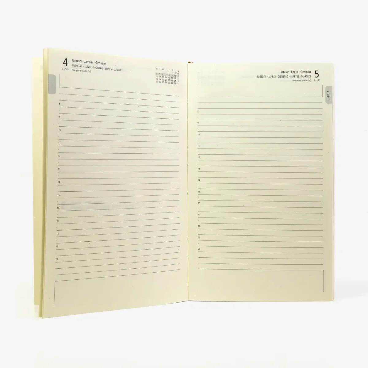 Tagesplaner | Format: A5 small | 2027 | Cover: Chiyogami Papier | Motiv: Streifen Flieder / Gold – Bild 9