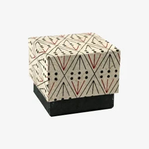 Stülpschachtel / Box Linien und Diamant / Unterteil unifarben / 02 natur-ebenholz/ lackrot