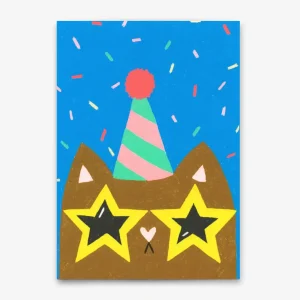Postkarte | Deli Cards | Motiv: "Funky cat" | Ausgefallene Karte mit Katzen-Motiv zum Geburtstag