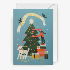 Grußkarte | Weihnachtsgrüße - Karte mit Umschlag | Tania Yakunova | Decorating the Tree Christmas Card