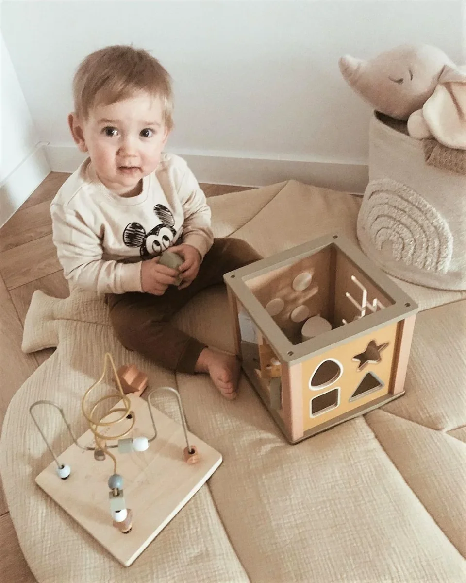 Krabbelmatte Musselin Beige – Bild 2