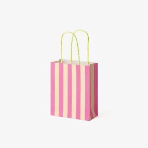 Papiertüte Streifen | 12x 15 cm | 110grm² | Lachs _ Neon Rosa