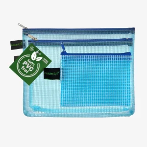 Zipper Mesh Bag | EVA-Mesh | PVC-freier Reißverschluss-Beutel | Format:verschiedene | transparent blau